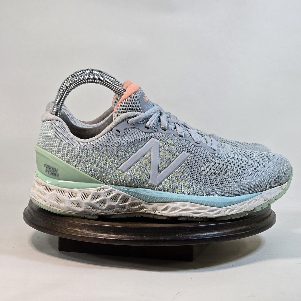 New Balance Women's Light Blue and Mint Athletic Running Shoes with Coral Tongue